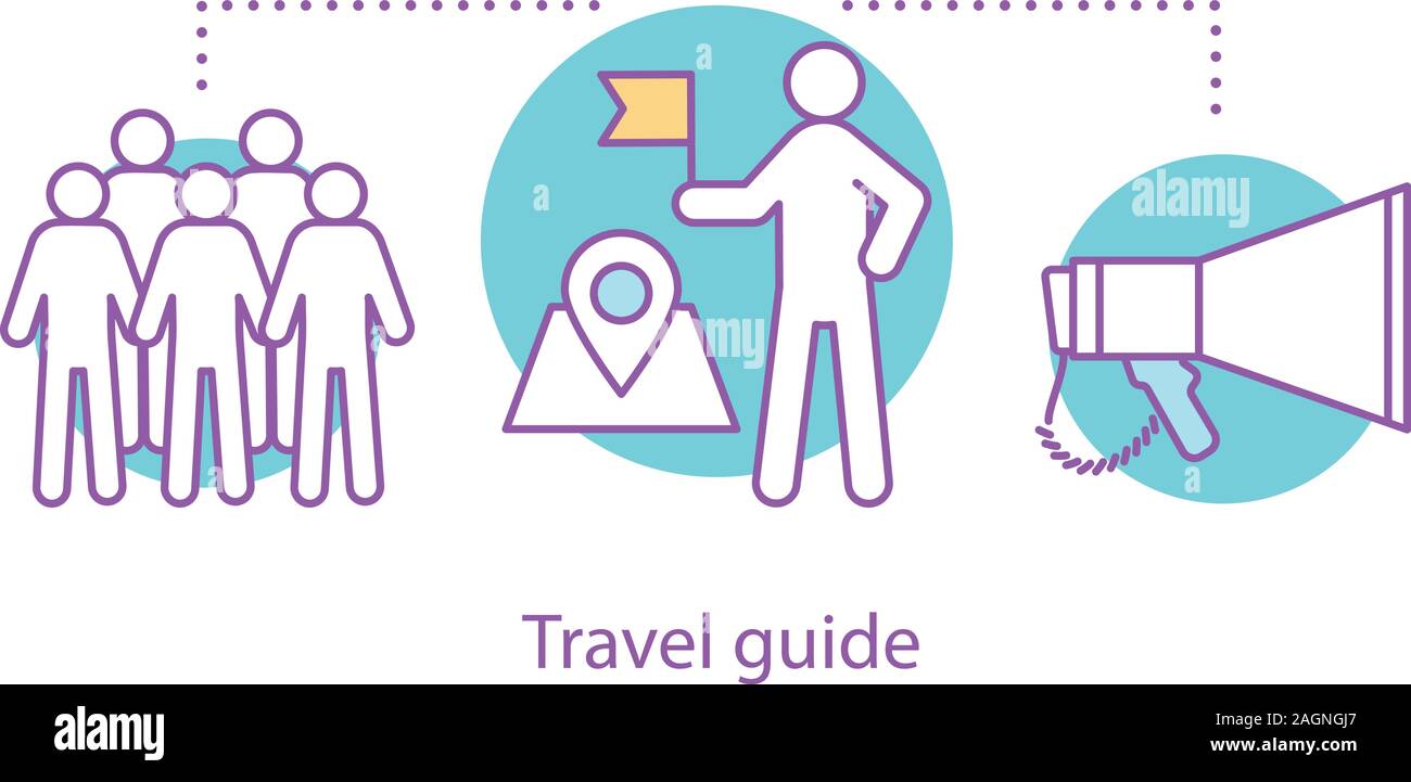 Travel guide concept icon. Gathering place idea thin line illustration ...