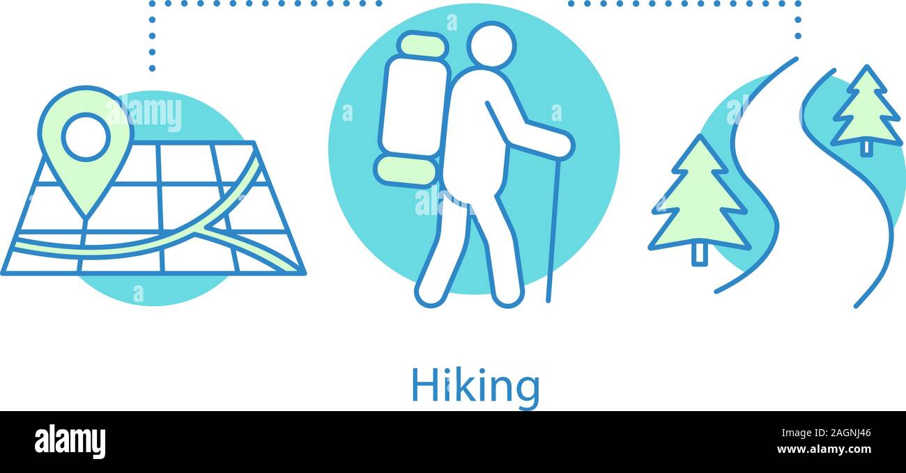 Hiking concept icon. Outdoor recreation idea thin line illustration ...