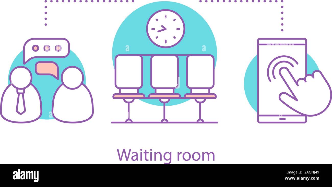 Waiting room concept icon. Appointment idea thin line illustration. Job ...