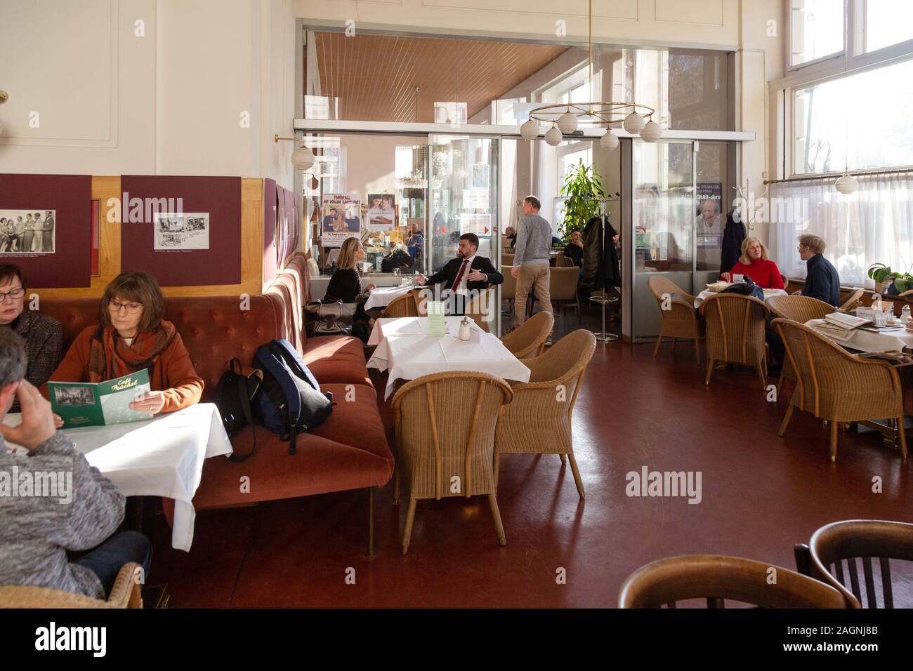 Cafe Pruckel, Vienna interior, people eating and drinking in one of the well known coffee houses of Vienna Austria Stock Photo