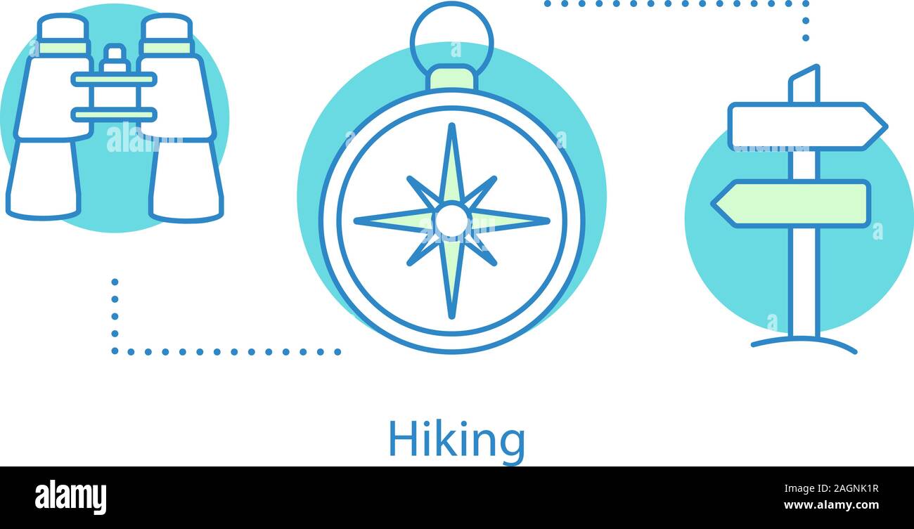 Hiking concept icon. Orienteering idea thin line illustration. Outdoor ...