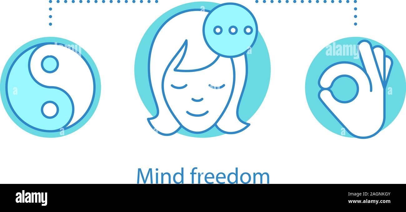 Mind freedom concept icon. Calm idea thin line illustration. Meditation. Vector isolated outline drawing Stock Vector