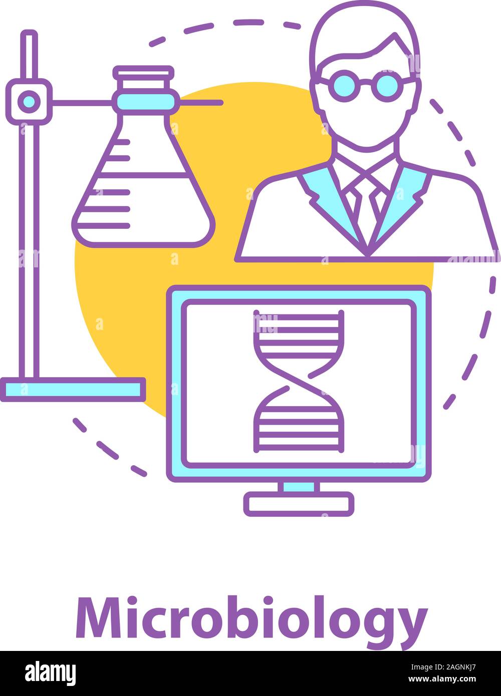 Microbiology concept icon. Science lab idea thin line illustration