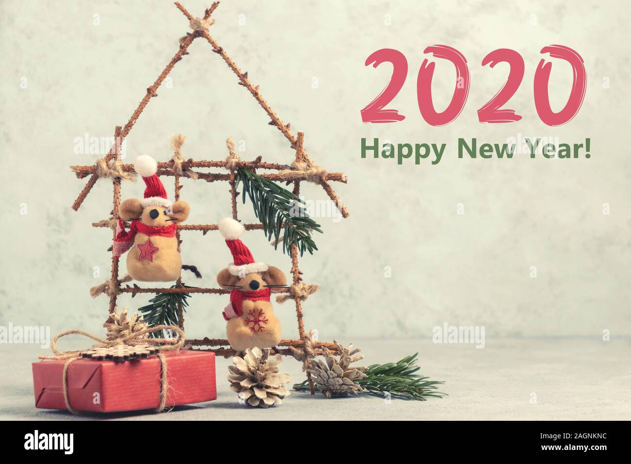 Two Little Toy Christmas Mice Gift And Decorations From Natural