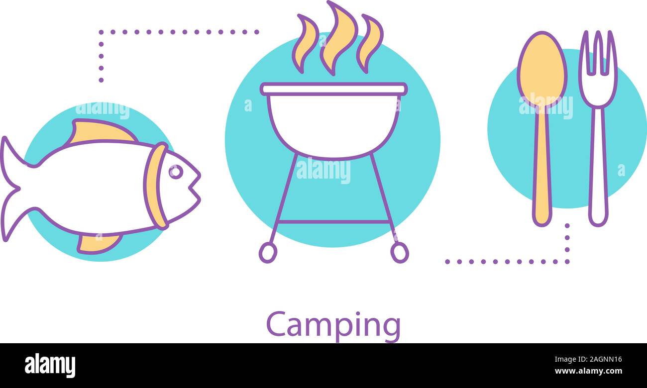 Camping concept icon. Outdoor recreation idea thin line illustration ...