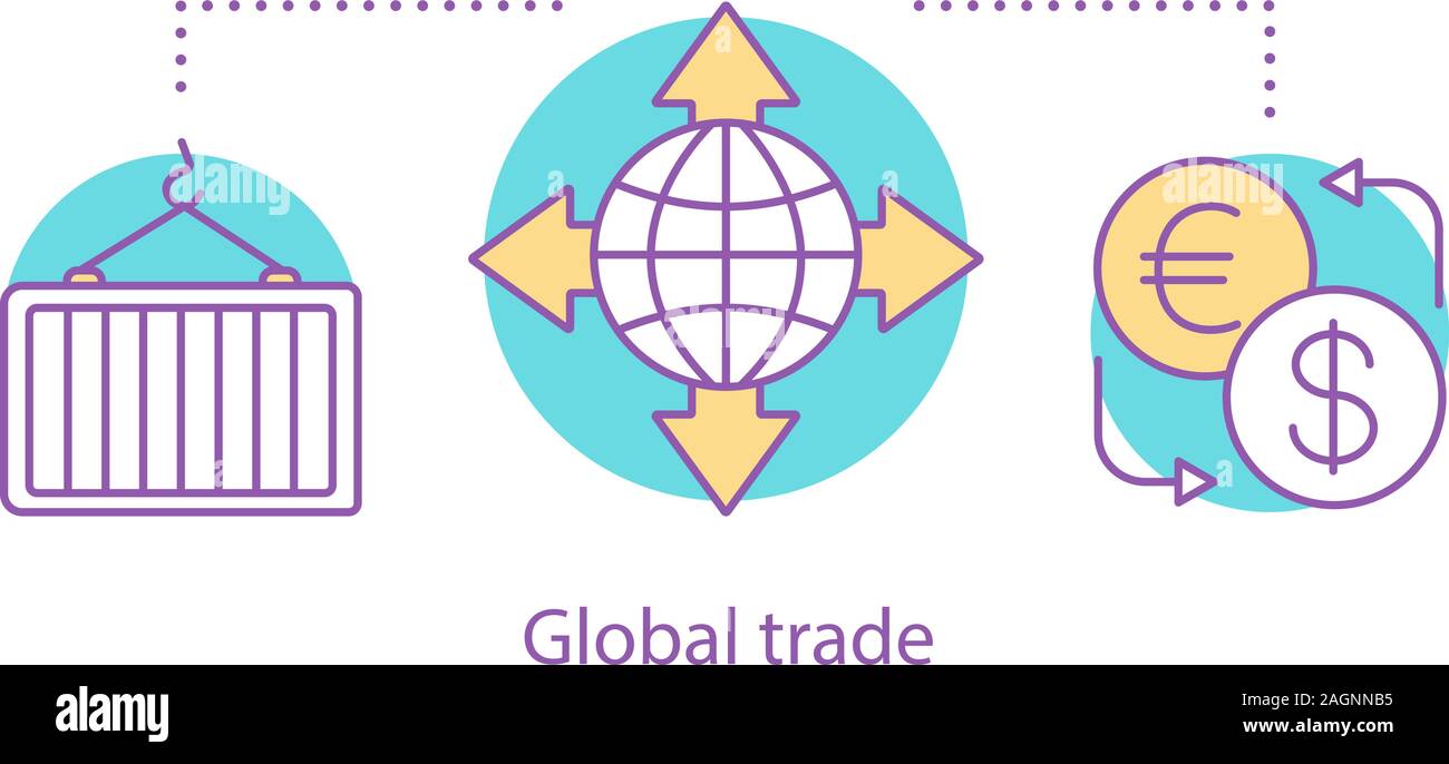 Global trade concept icon. Products export idea thin line illustration