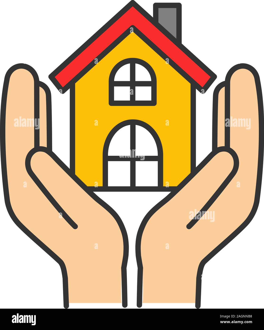 Affordable Housing Color Icon Shelter For Homeless Real Estate Insurance Hands Holding House Isolated Vector Illustration Stock Vector Image Art Alamy