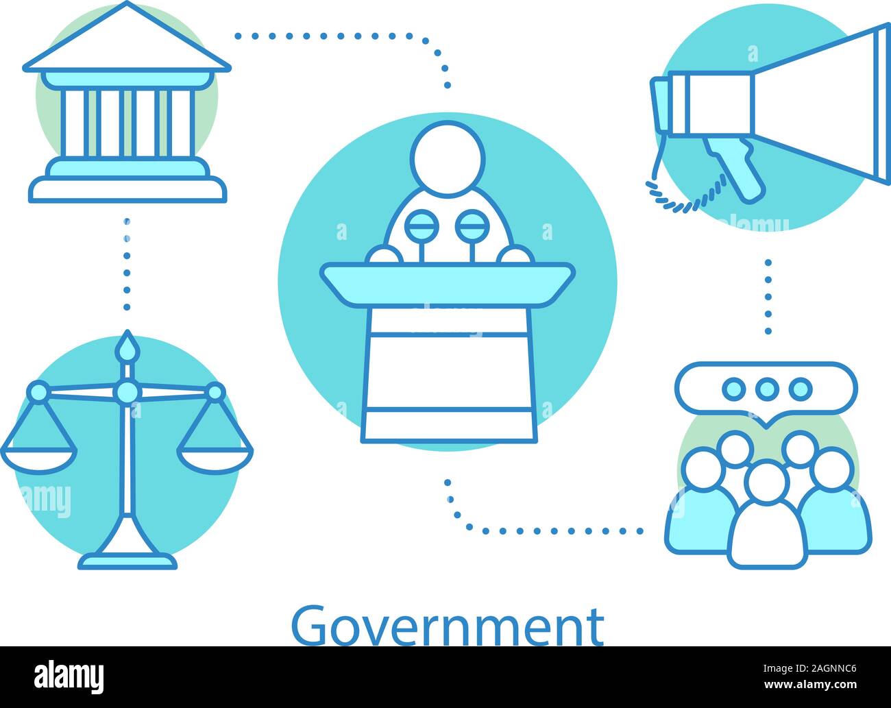 Government concept icon. Politics idea thin line illustration. Political campaign. Government system. Vector isolated outline drawing Stock Vector