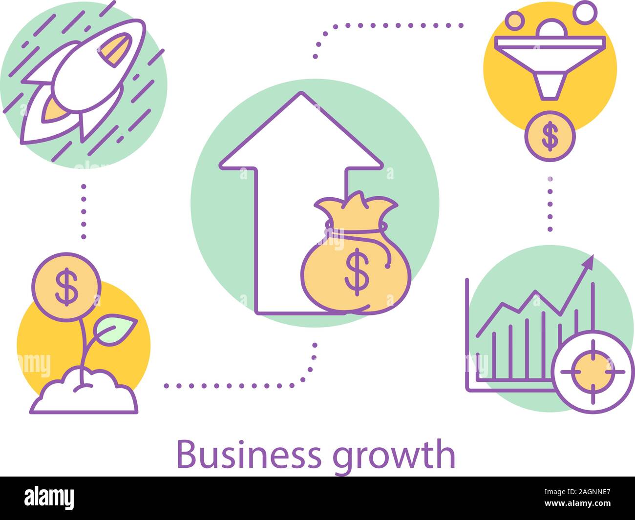 Business growth concept icon. Profit rise idea thin line illustration ...