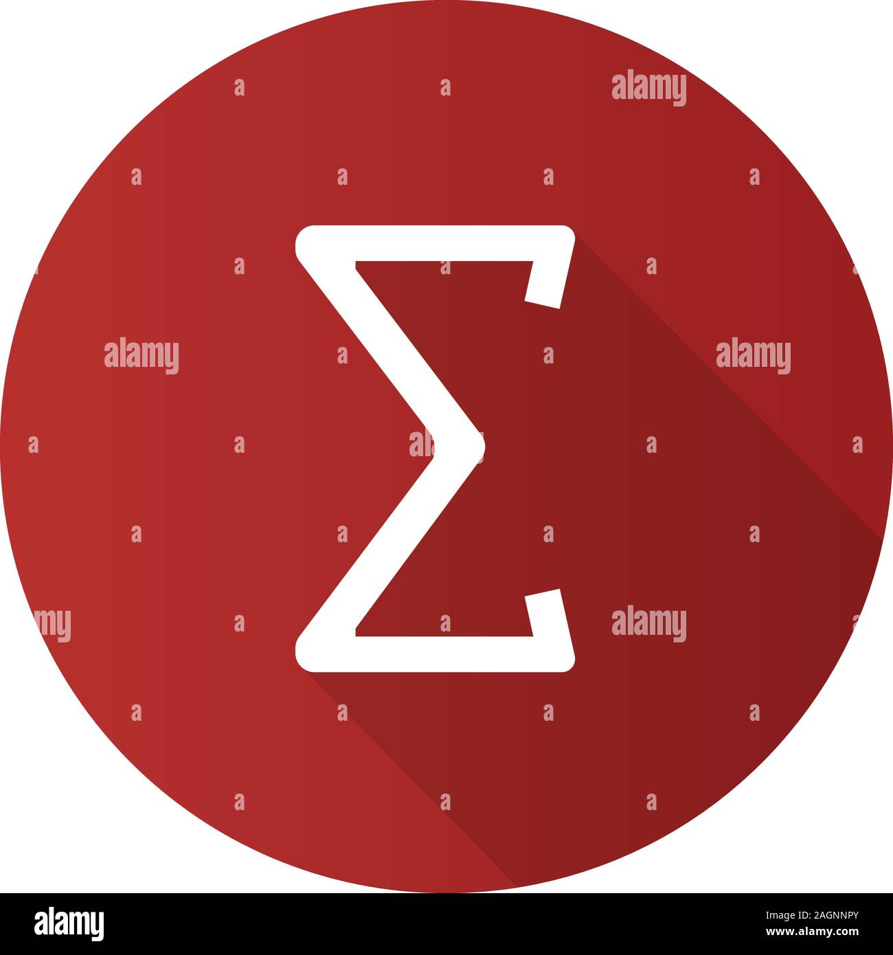 Summation flat design long shadow glyph icon. Sum or total math symbol ...