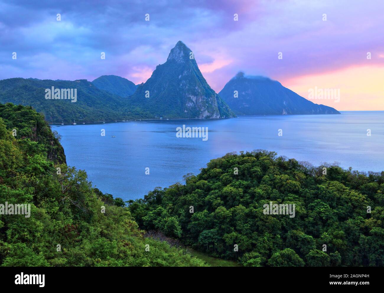 Landscape with the two Pitons, Gros Piton 770m and Petit Piton 743m