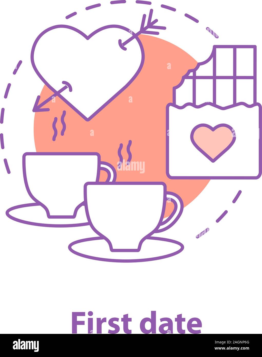 First date concept icon. Cafe idea thin line illustration. Coffee break