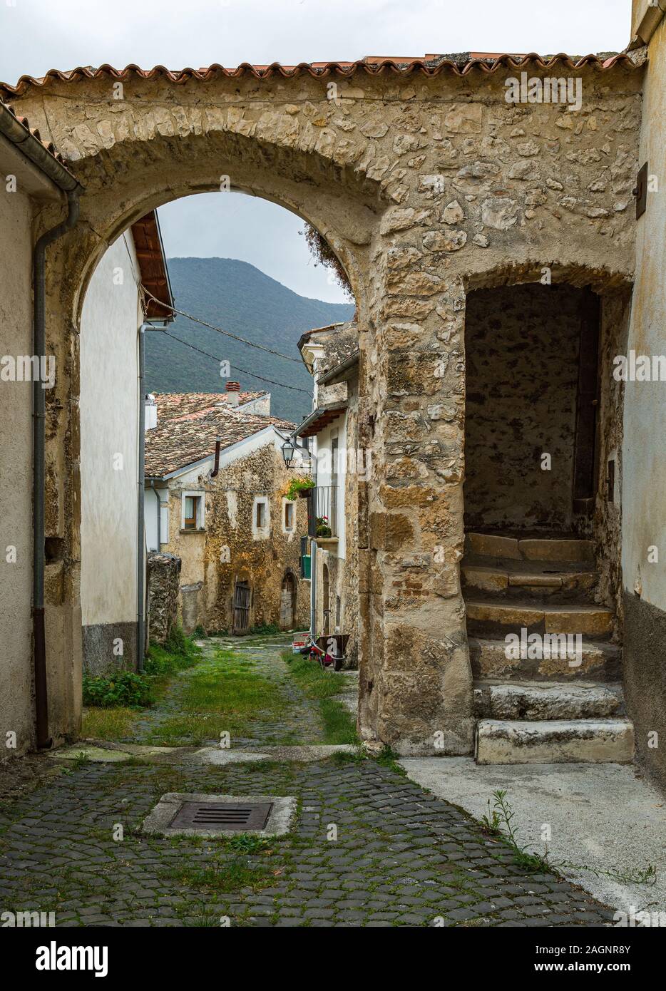 Medieval village, Goriano Valli, L'Aquila Stock Photo