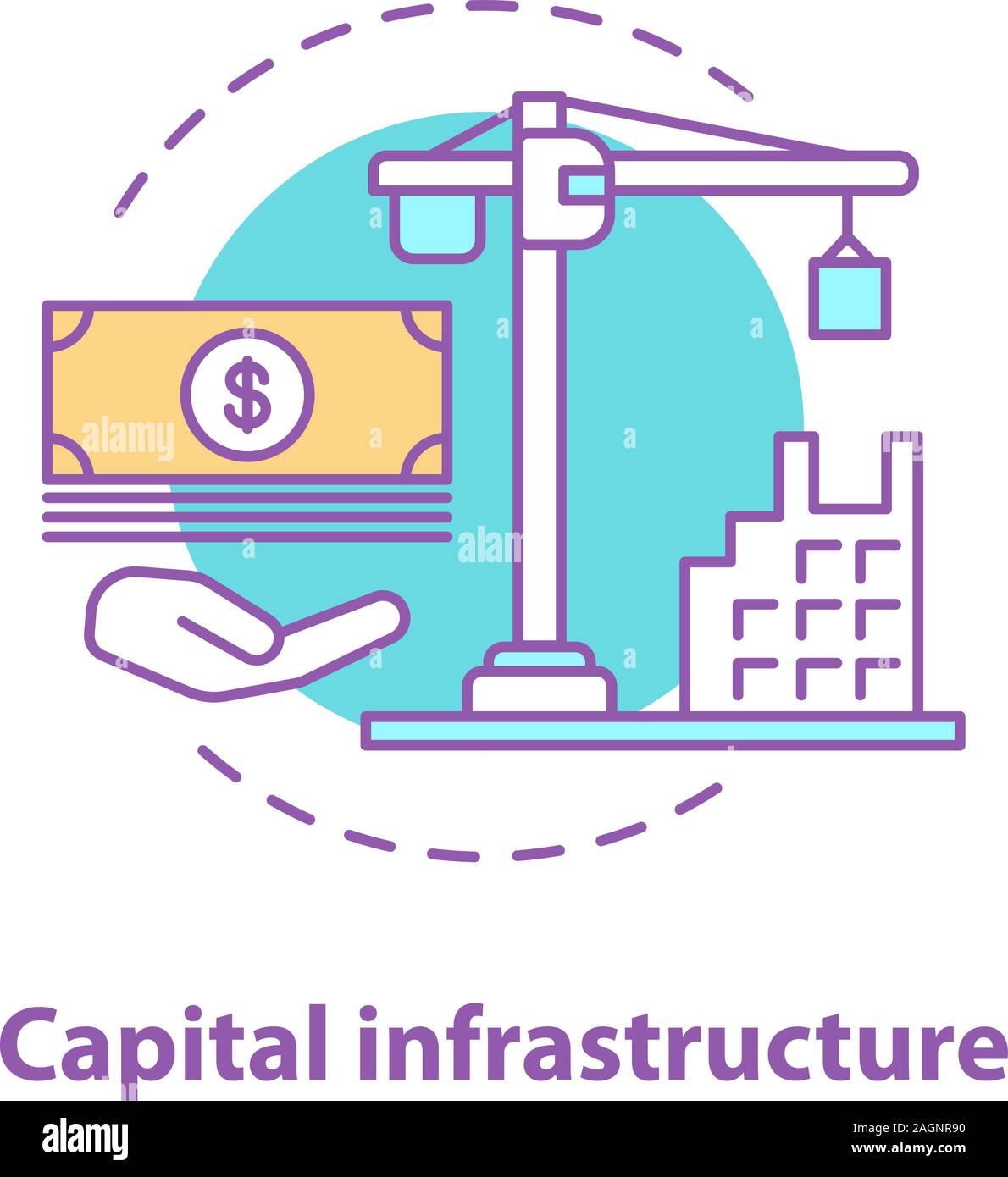 Capital infrastructure concept icon. Building development idea thin ...