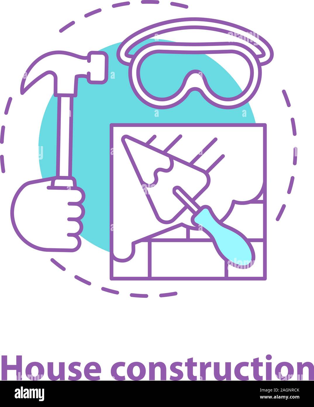 House construction concept icon. Building process idea thin line