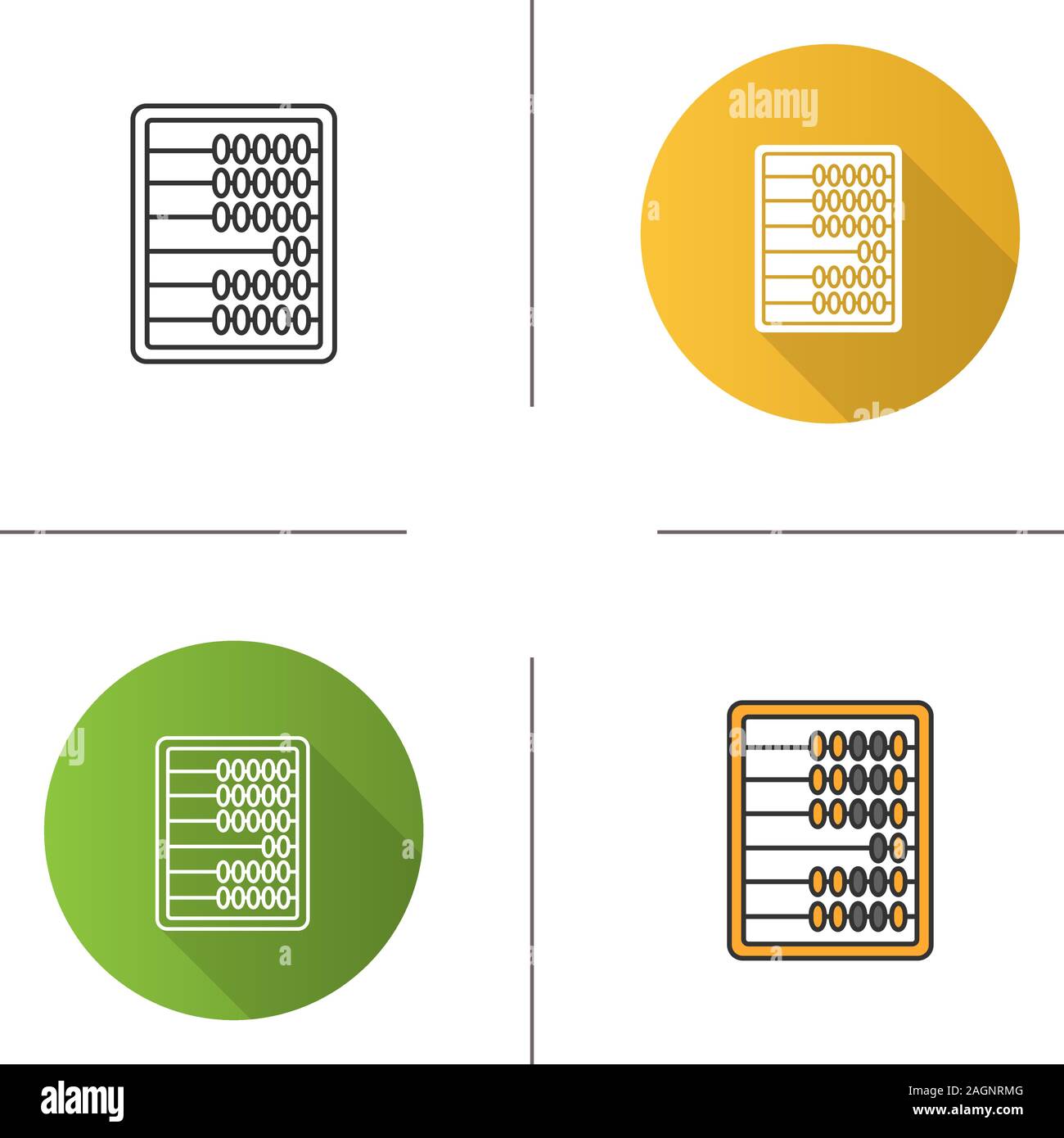 Abacus icon. Mathematics. Flat design, linear and color styles. Isolated vector illustrations Stock Vector