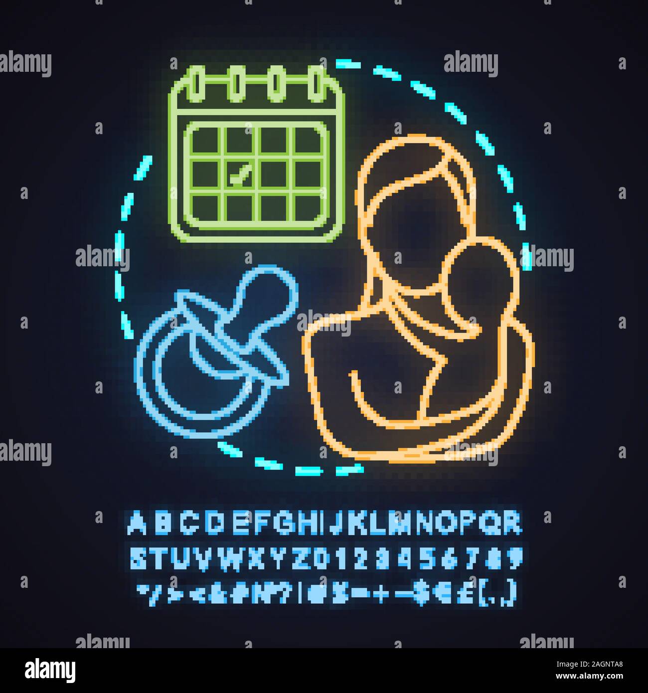 Perinatal center neon light concept icon. Motherhood and childcare idea ...