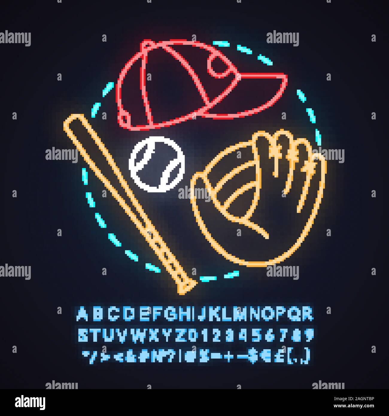 Baseball neon light concept icon. Softball idea. Team sport. Baseball