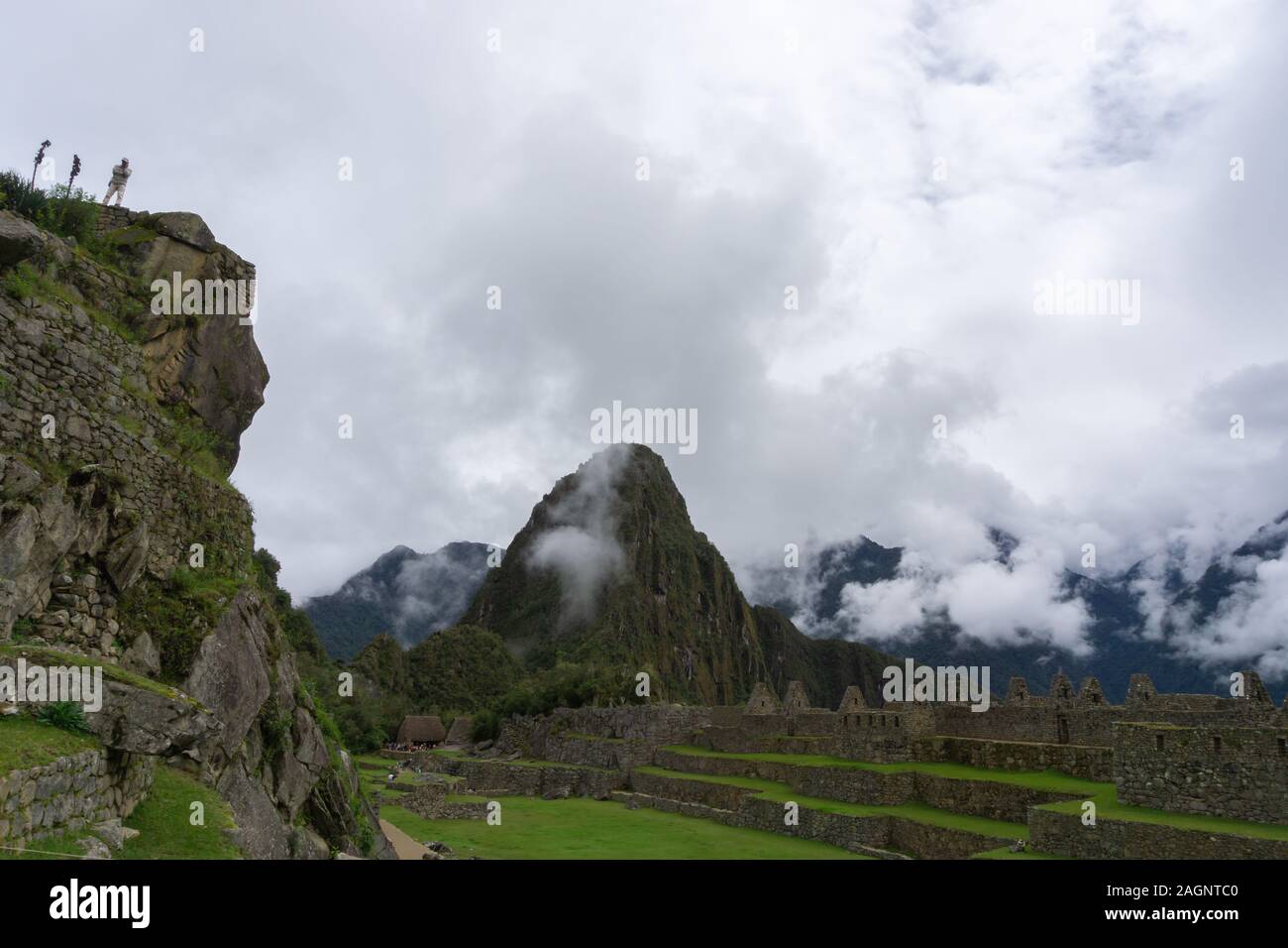 The breathtaking beauty of nature & the mystery of the archaeological site in Machu Picchu create a magical blend of reality with the unprecedented. Stock Photo