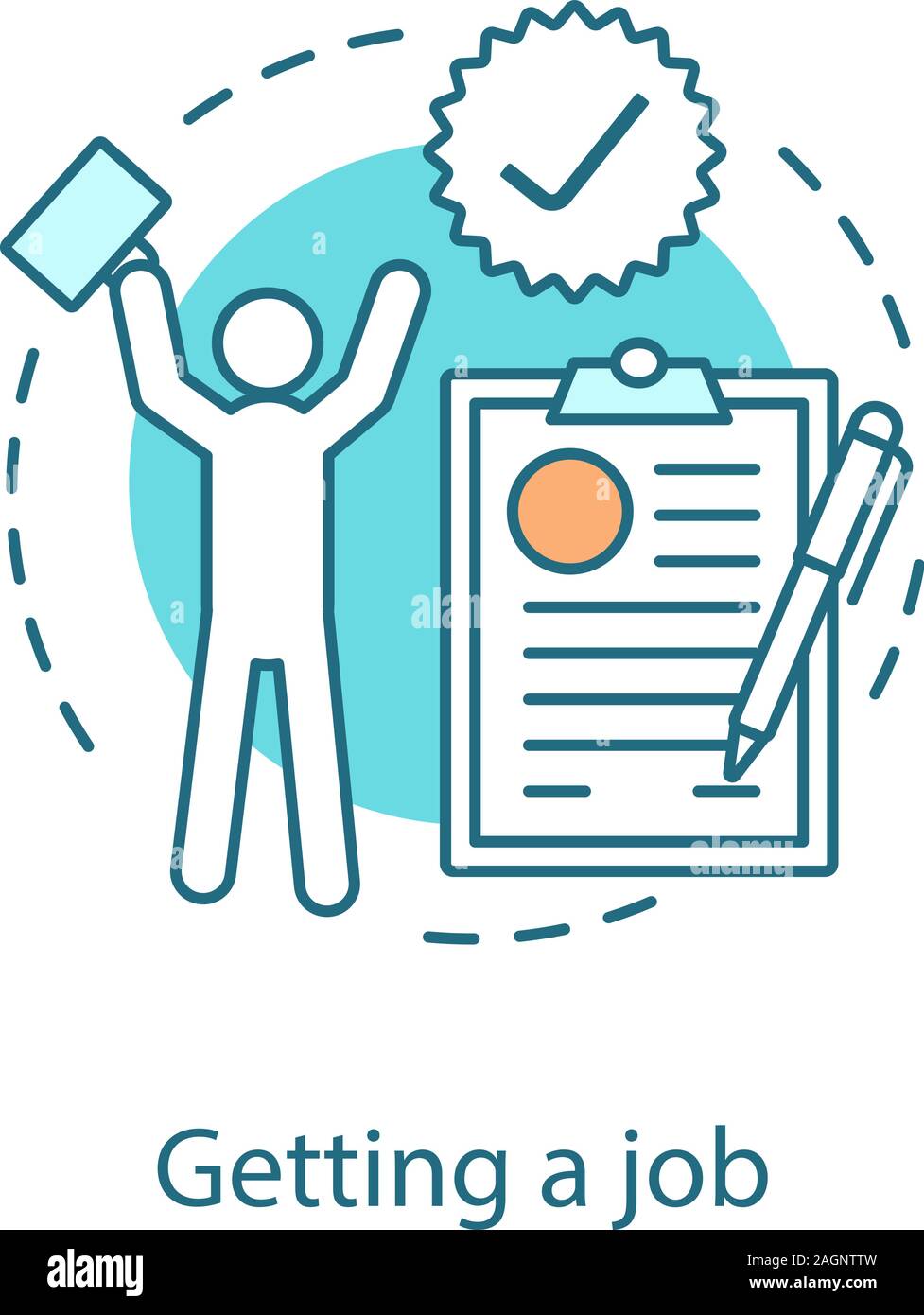 Job getting concept icon. Contract signing idea thin line illustration.  Professional success. Achievement. Vector isolated outline drawing Stock  Vector Image & Art - Alamy