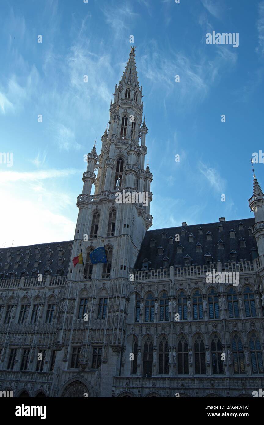 Grand Place (Grote Markt) at Christmas, Brussels, Belgium Stock Photo
