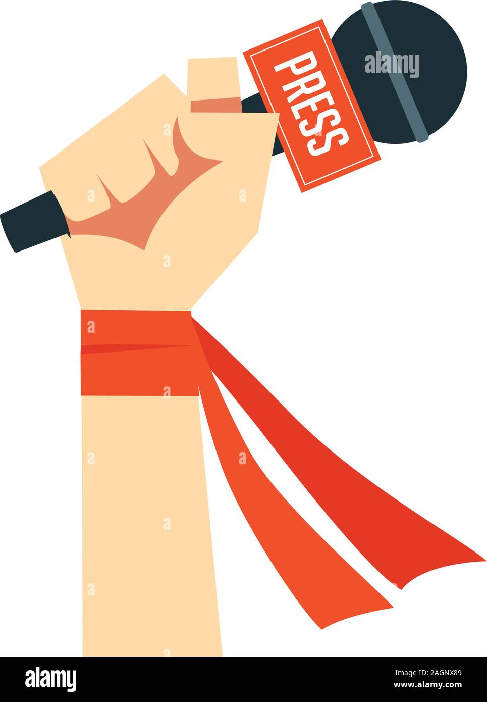 Raised hand Holding a Microphone. Isolated Vector Illustration Stock Vector
