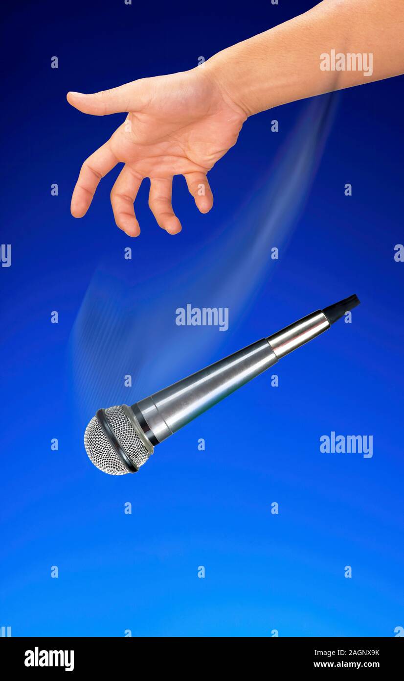 Microphone drop with room for your type and message Stock Photo Alamy