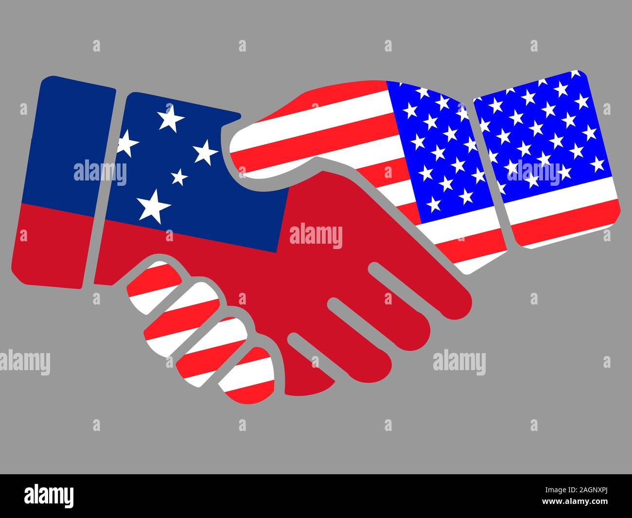 Samoa and USA flags Handshake vector Stock Vector