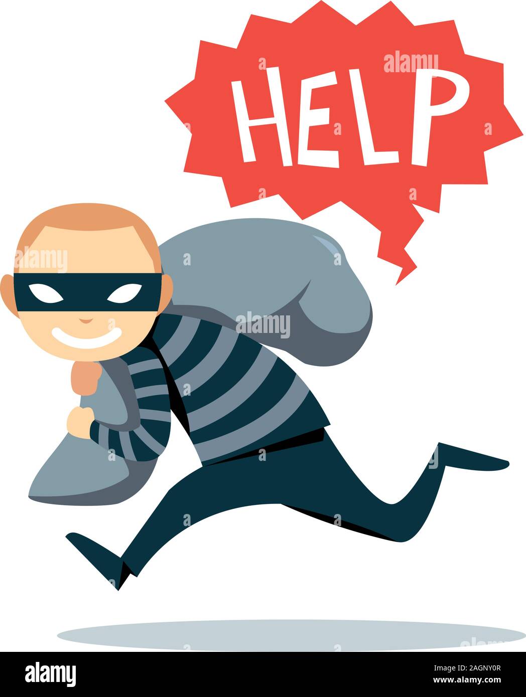 The Running Kidnapper with a person inside the sack. Stock Vector