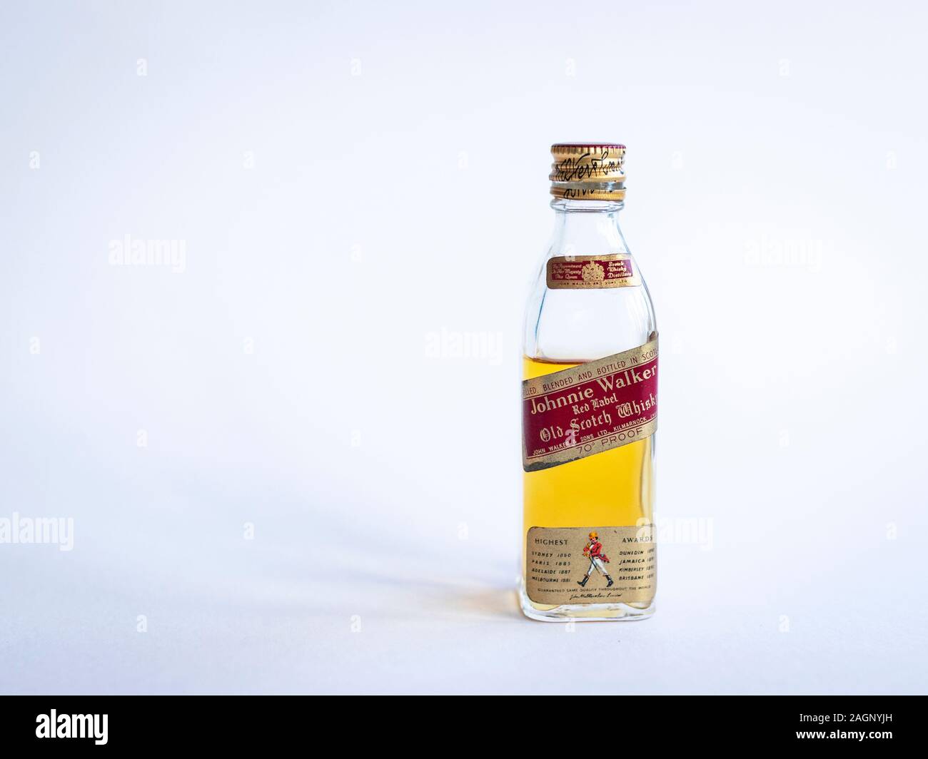 1960s 1970s Johnnie Walker Red Label scotch whisky miniature bottle Stock Photo Alamy