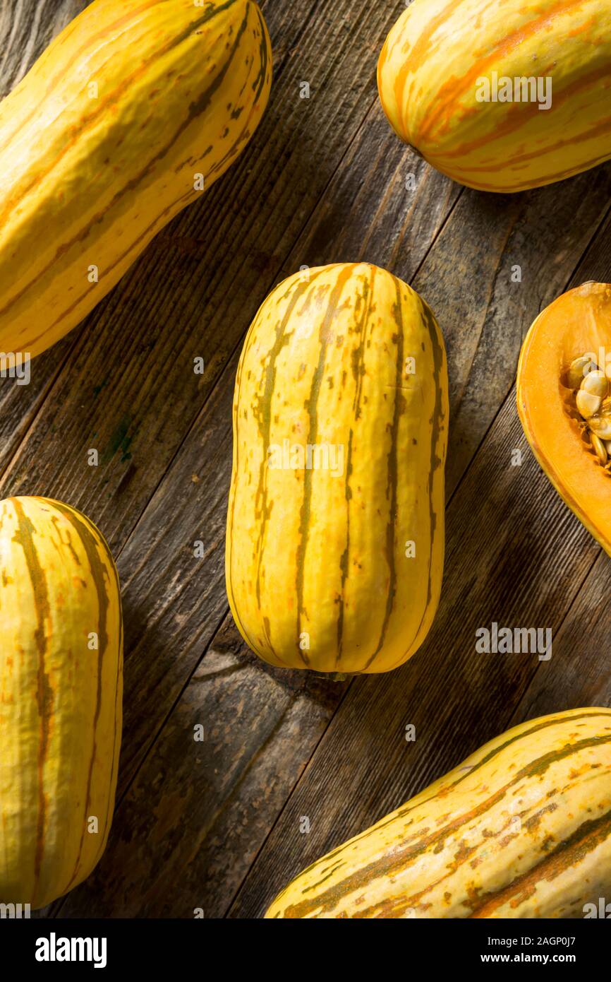 Raw yellow Organic Delicata Squash Ready to Cook Stock Photo Alamy