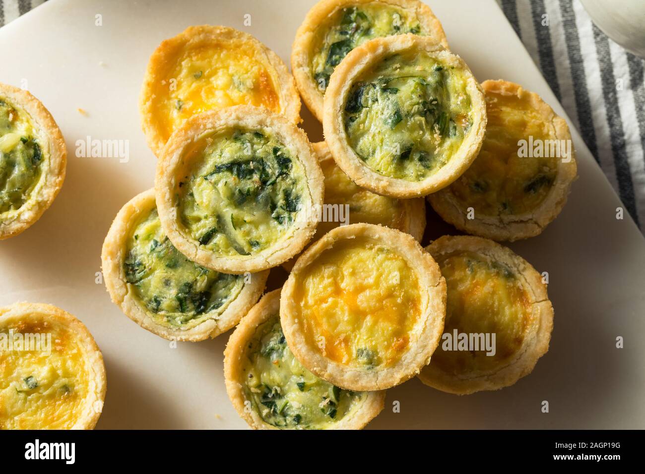 Homemade Mini Egg Quiches with Spinach and Feta Stock Photo Alamy