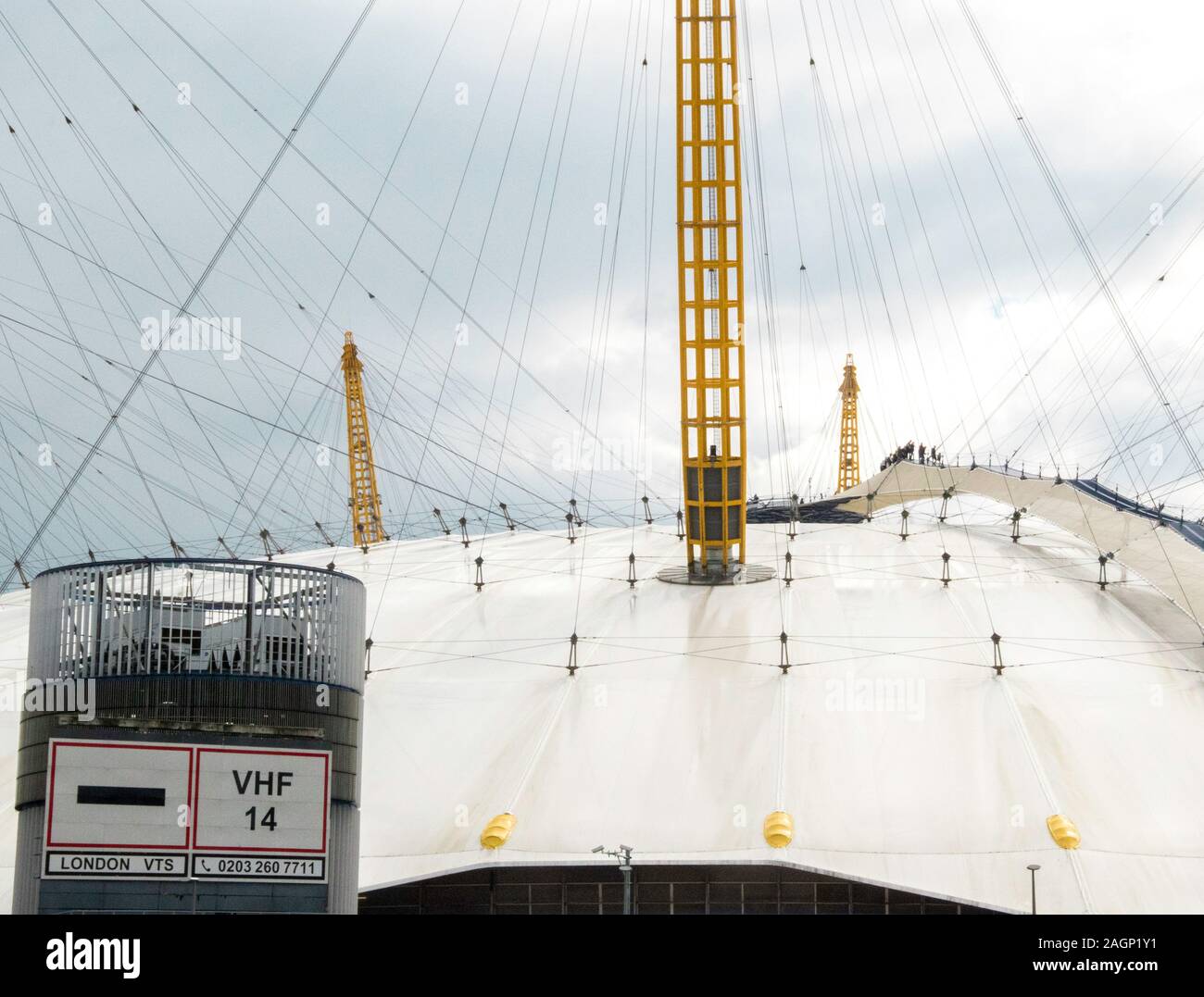 August 19, 2019 – London, United Kingdom. The O2 building is visible from far around London as it's iconic shape and white colour stand out from the r Stock Photo