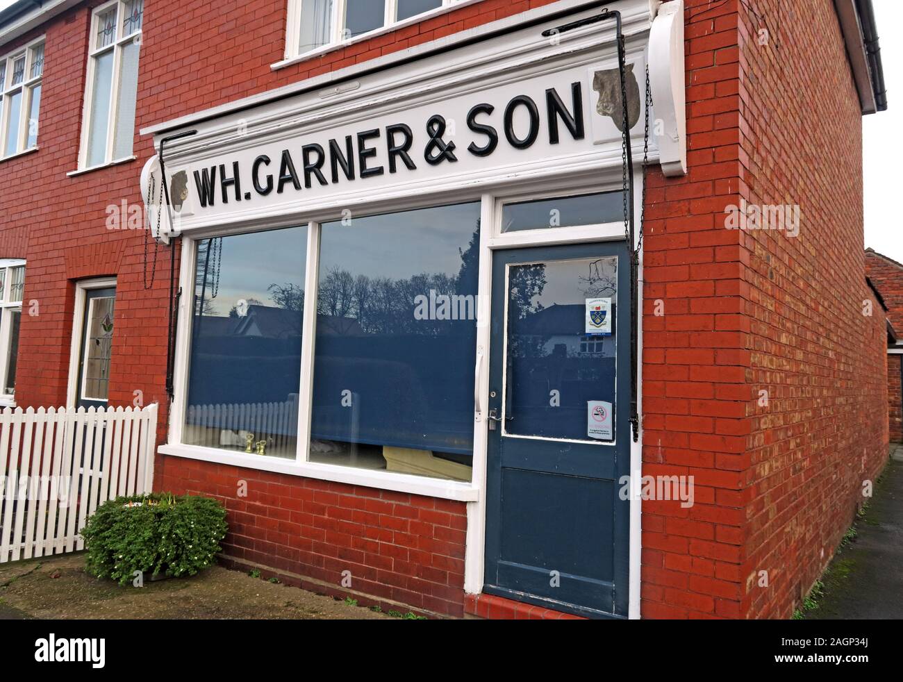 WH Garner & Son, traditional Cheshire butchers, 18 Warrington Rd, Cuddington, Northwich, Cheshire, England, UK,  CW8 2LJ Stock Photo