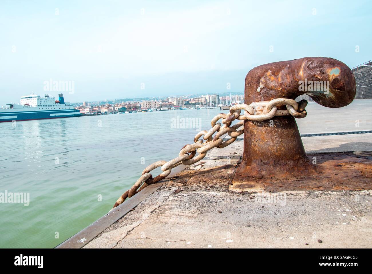 One of many harbor wall anchors used to tie ships to the harbor wall