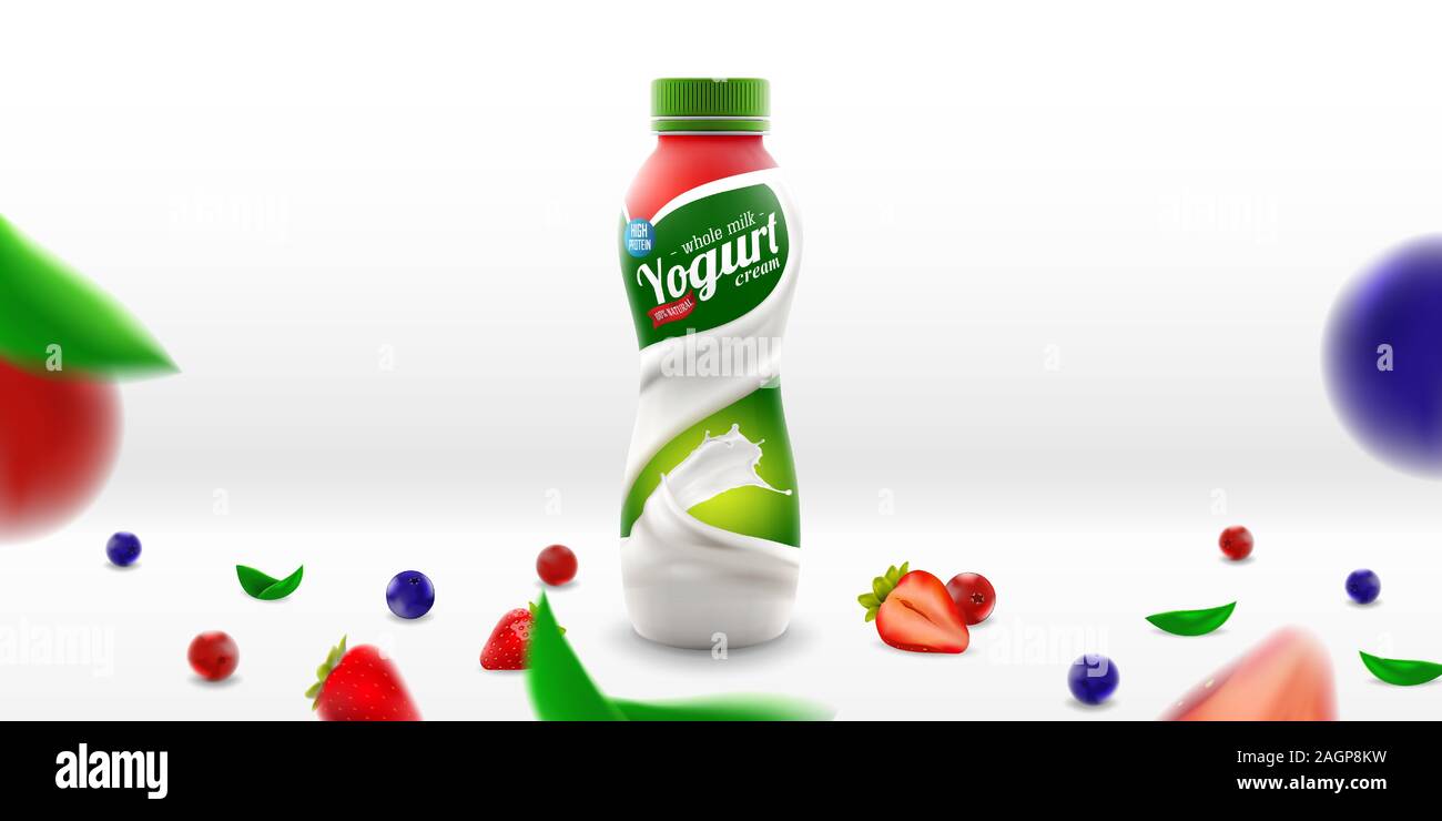 Download Yogurt Packaging Design On Shiny Background Vector Illustration For Milk Or Yogurt Product Branding Or Advertising Design Stock Vector Image Art Alamy