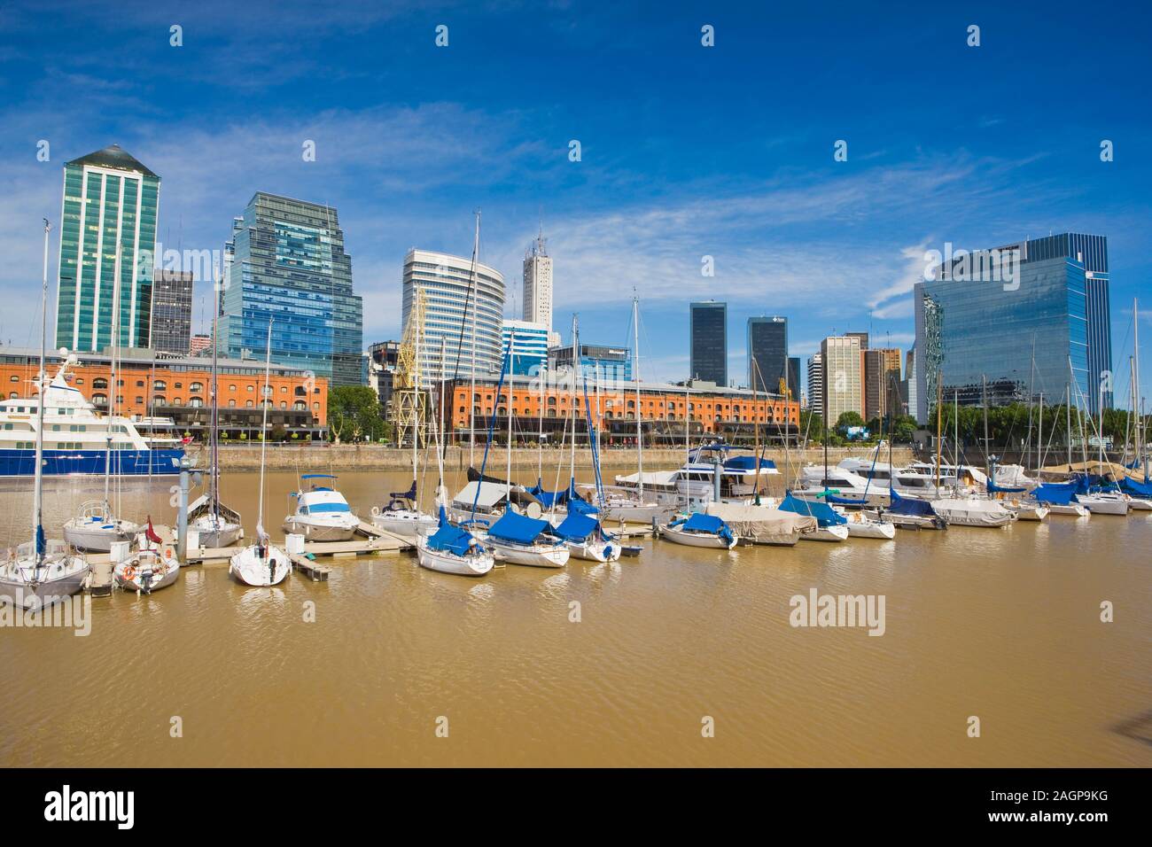 Office Towers and Historic Harbour, Puerto Madero district, Buenos Aires, Argentina Stock Photo
