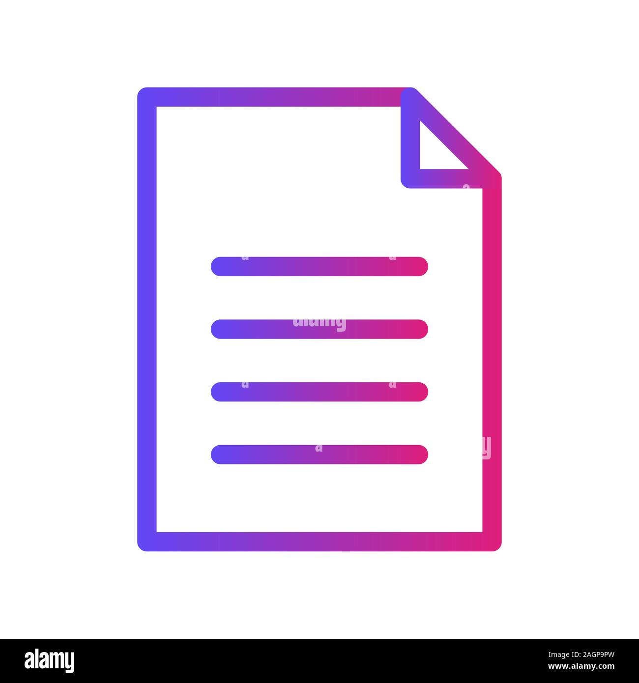 Simple white line icon document hi-res stock photography and images - Alamy