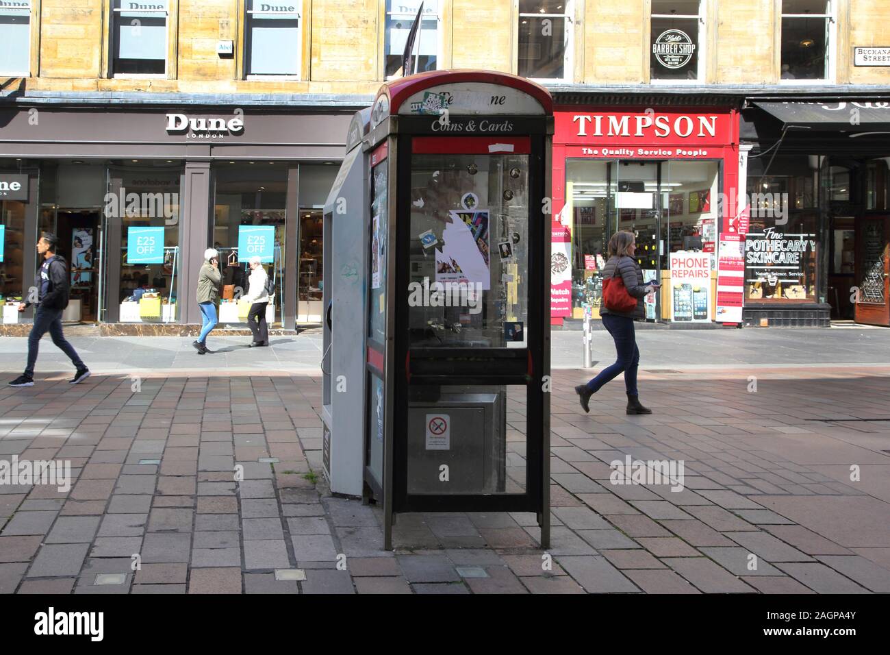 Glasgow Scotland Buchanan Street Telephone Box Stock Photo