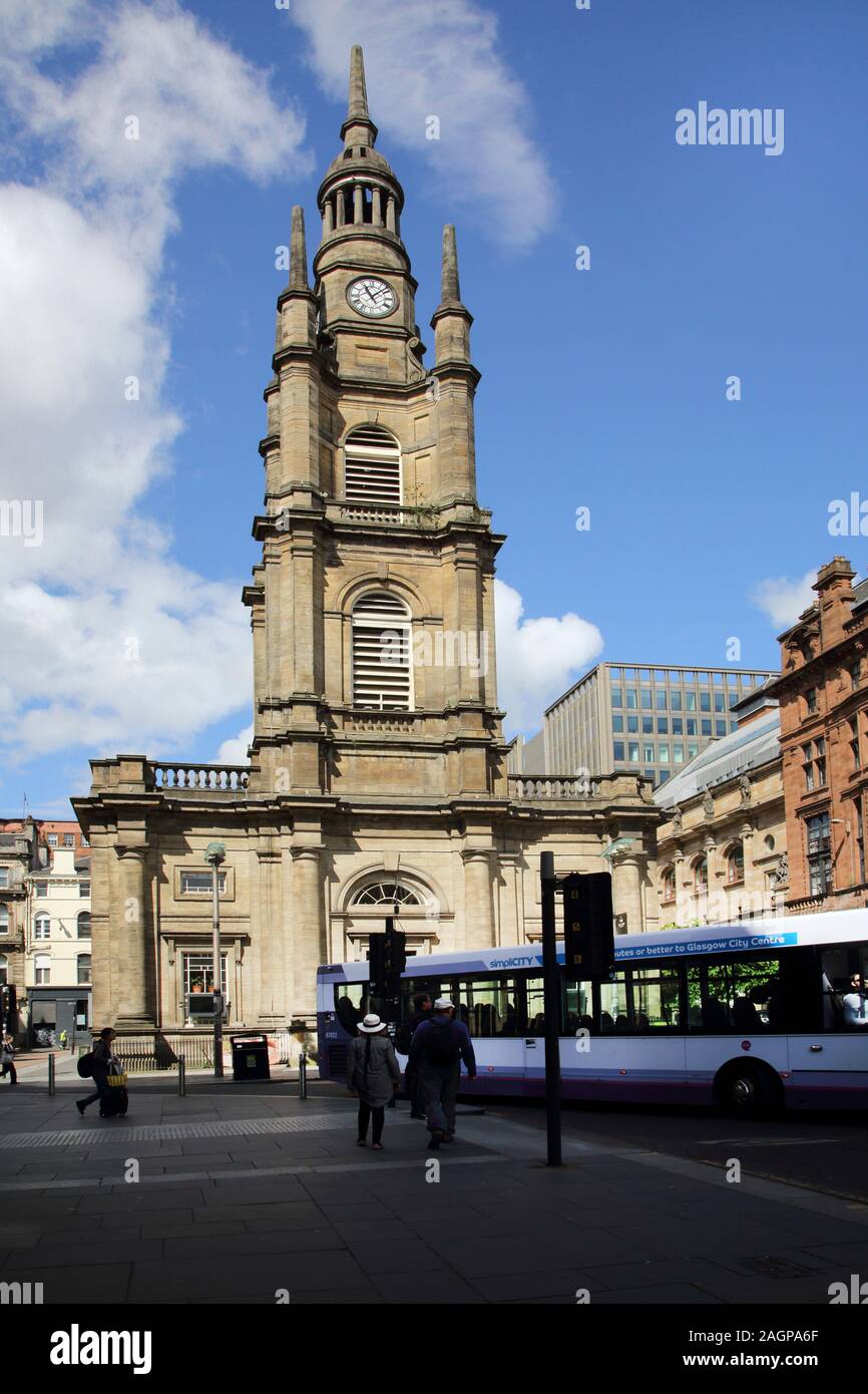 Glasgow Scotland St George's Tron Church on West George Street and Buchanan Street Stock Photo