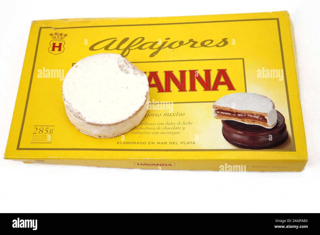 Havanna Alfajores Biscuits with Dulche De Leche from Argentina Stock Photo