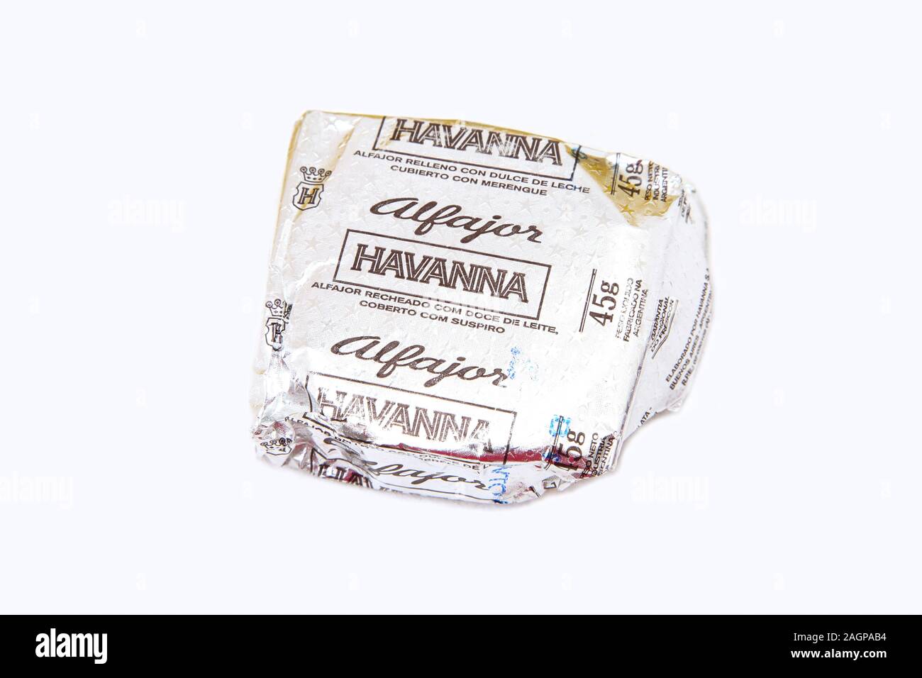 Havanna Alfajor Biscuit in Foil from Argentina Stock Photo
