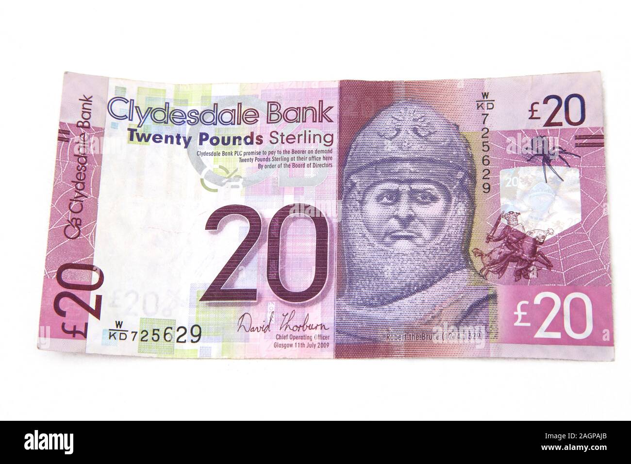 Robert The Bruce (1274-1329) on the Obverse of Clydesdale Bank Twenty Pound Note Stock Photo