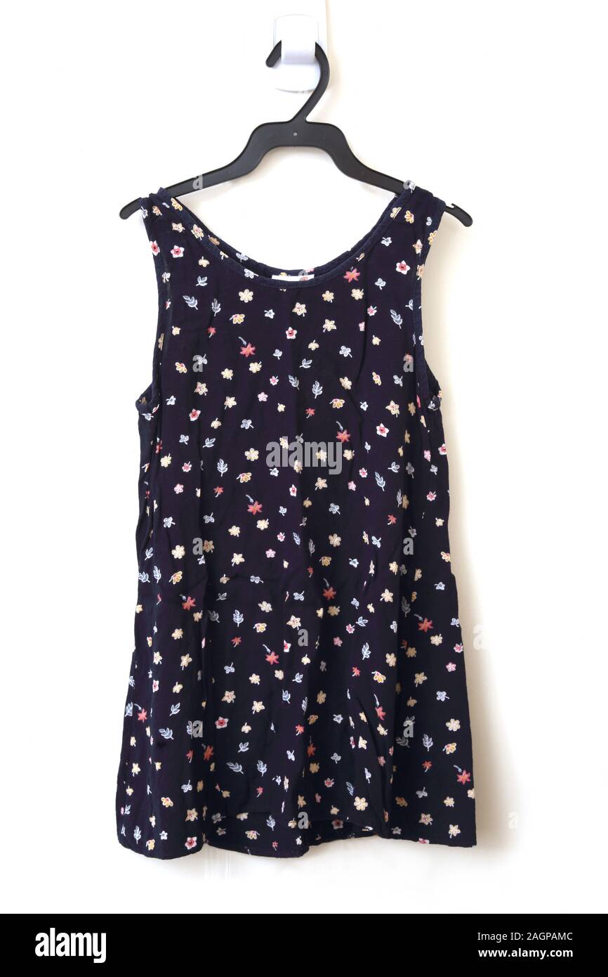 Vintage 1990's Ladybird Summer Dress Navy with Flowers Stock Photo