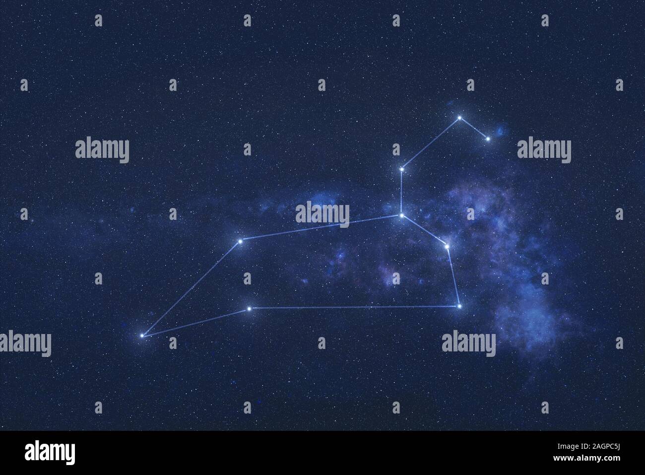 Leo Constellation stars in outer space. Zodiac Sign Leo constellation  lines. Elements of this image were furnished by NASA Stock Photo - Alamy