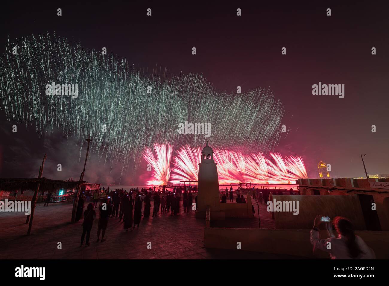 Qatar National Day Fireworks in Katara Cultural Village Stock Photo Alamy