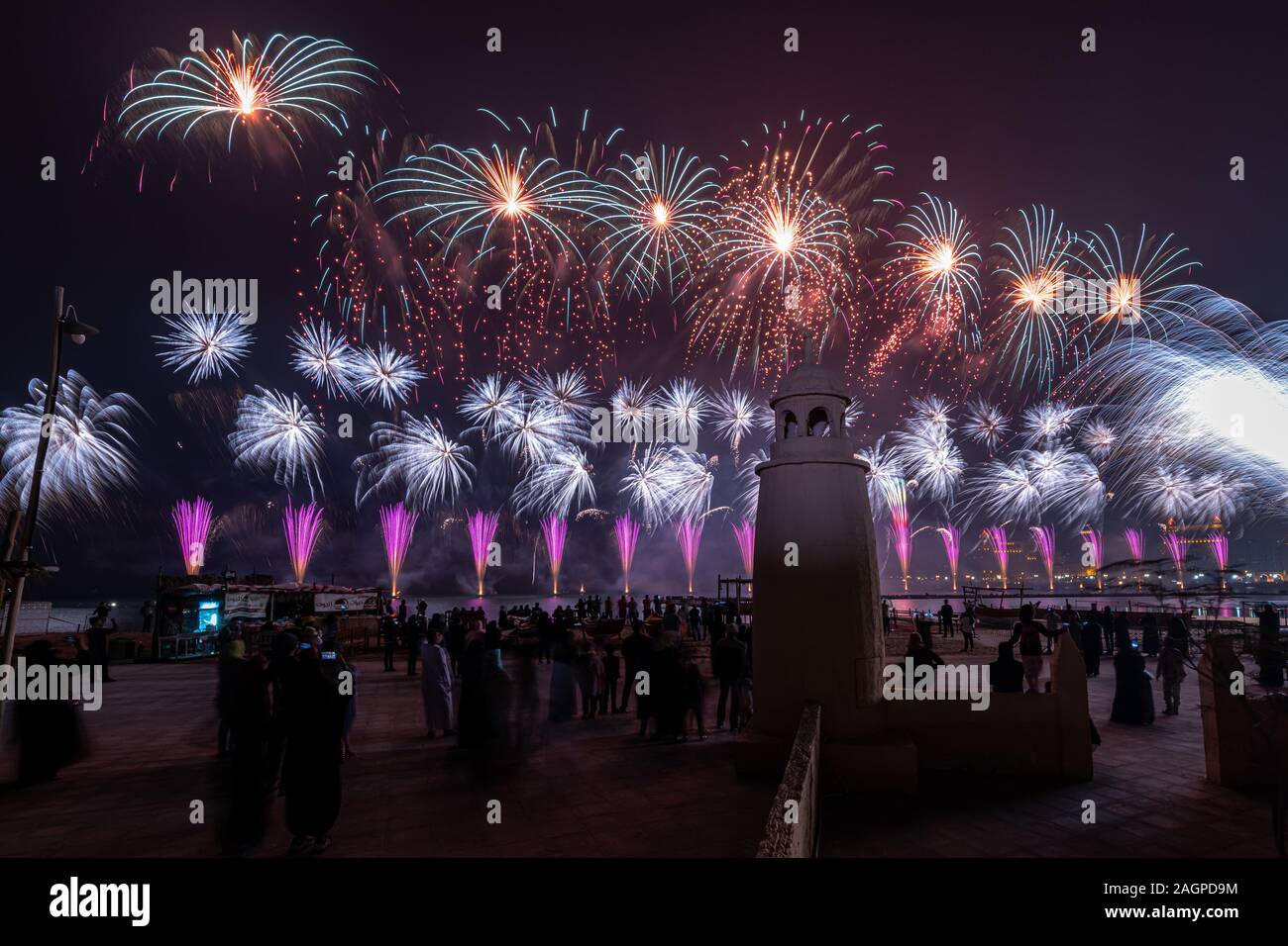 Qatar National Day Fireworks in Katara Cultural Village Stock Photo Alamy