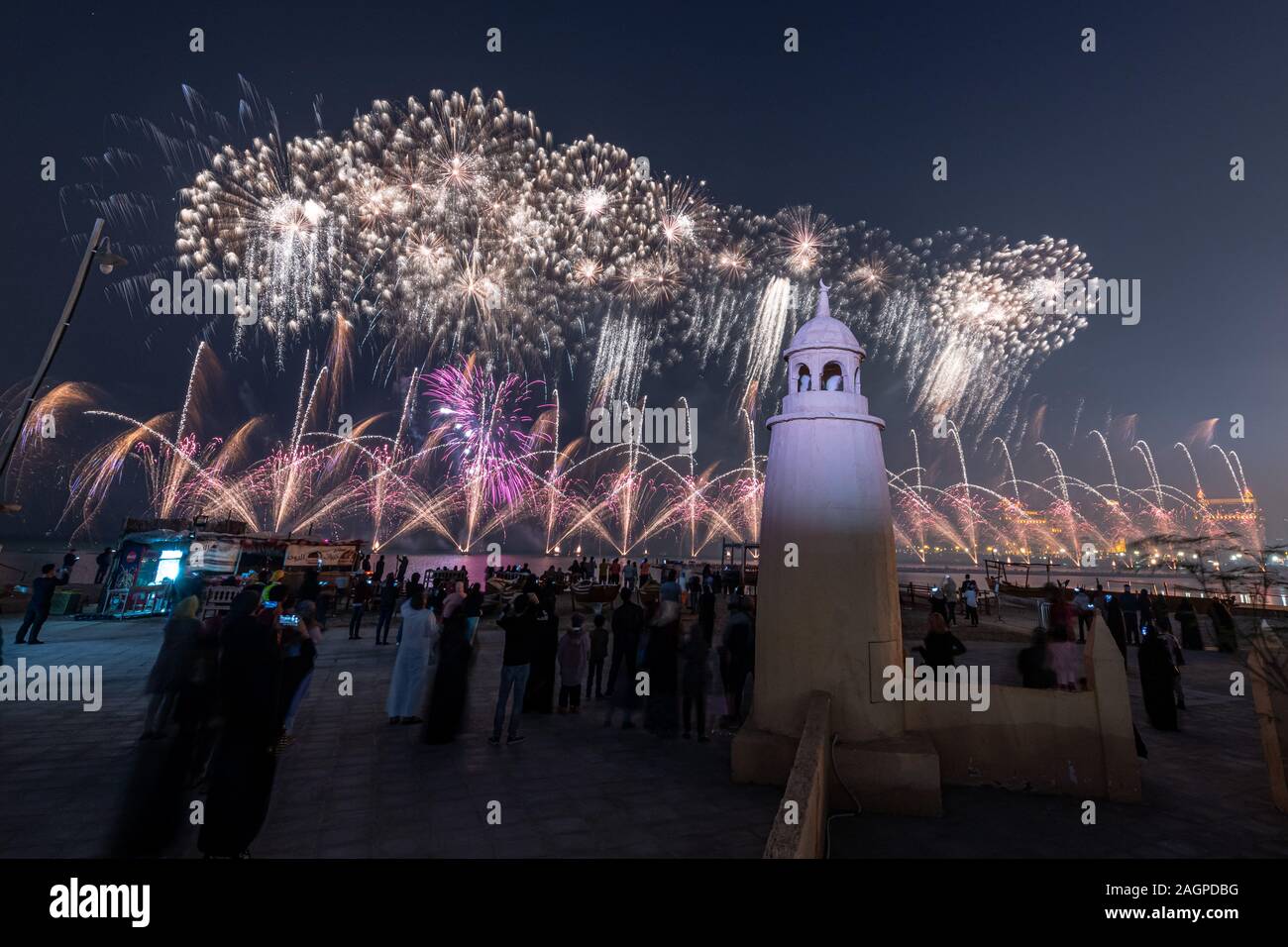 Qatar National Day Fireworks in Katara Cultural Village Stock Photo Alamy