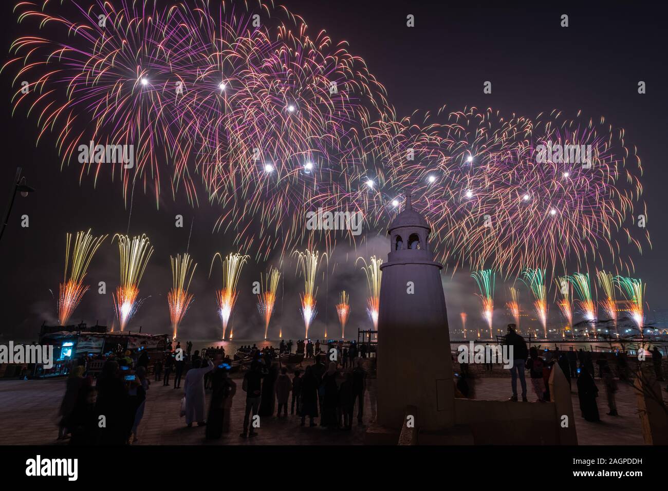 Qatar National Day Fireworks in Katara Cultural Village Stock Photo Alamy