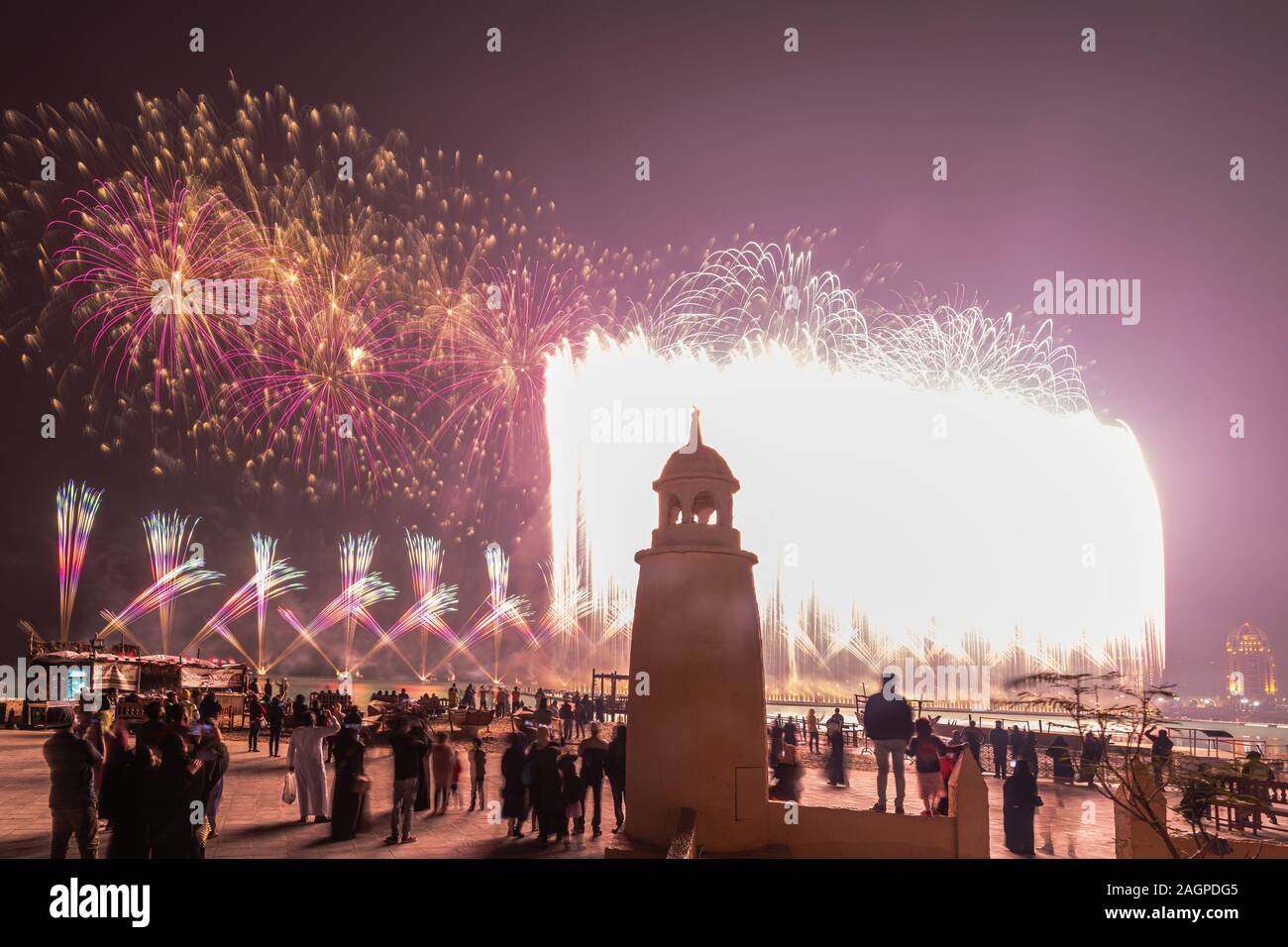 Qatar National Day Fireworks in Katara Cultural Village Stock Photo Alamy